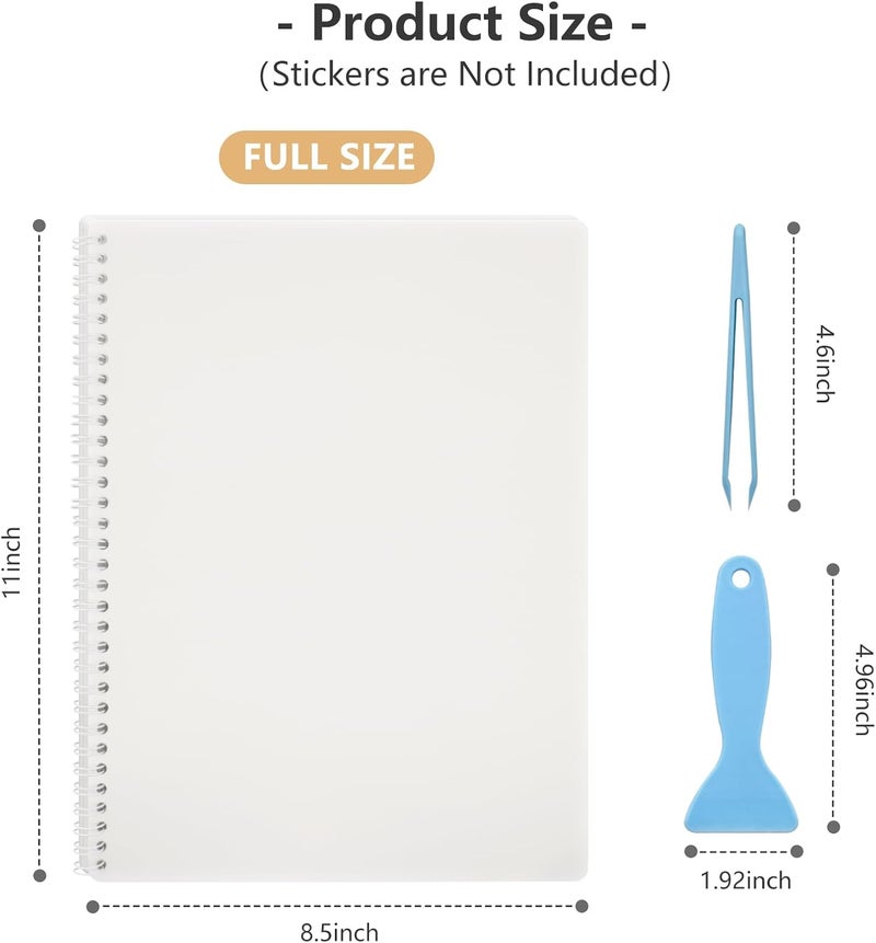 Ruatu Large Reusable Sticker Book Collecting Album 8.5×11 Inch Sticker Collection Storage Book with 40 Sheets Blank Release Paper, Restickable Stickers Organizer Notebook with Tools (Clear) - Image 3
